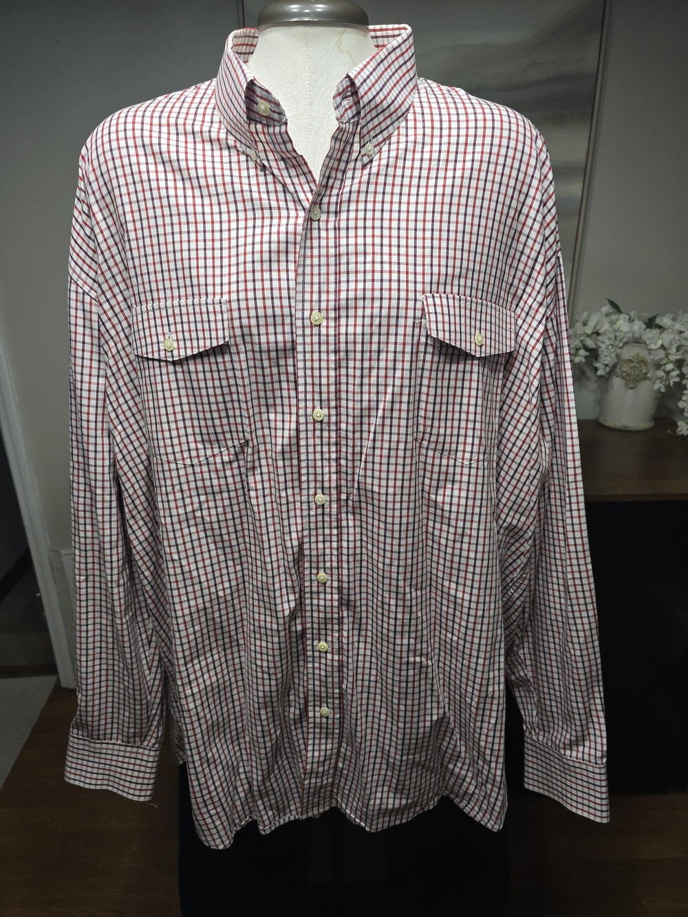Texas Cotton Men's Long Sleeve Plaid Button Down Shirt Made in USA Size XXL